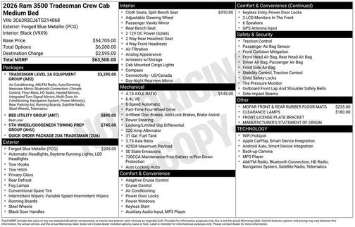 2026 RAM 3500 Tradesman Crew Cab 4x4 6'4' Box