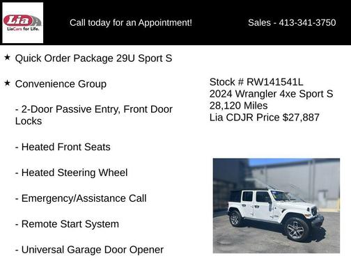Bright White Clearcoat 2024 Jeep Wrangler 4xe Sport S