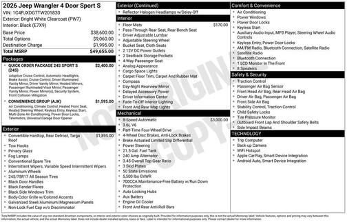 2026 Jeep Wrangler Sport S