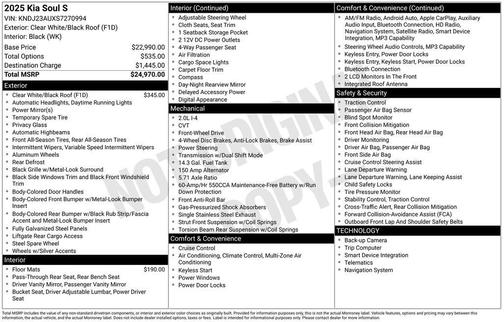 Clear White/Black Roof 2025 Kia Soul S