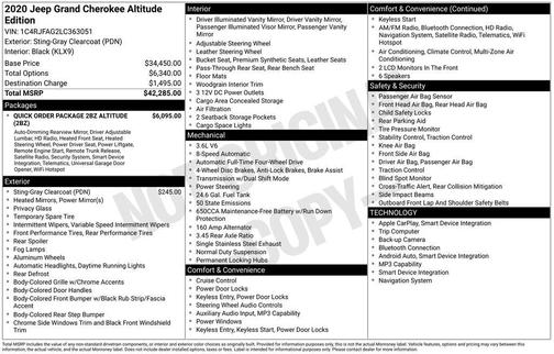 Sting-Gray Clearcoat 2020 Jeep Grand Cherokee Altitude