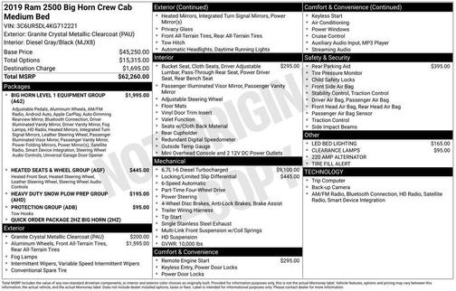2019 RAM 2500 Big Horn Crew Cab 4x4 6'4' Box
