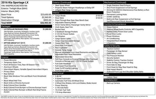 Twilight Blue 2016 Kia Sportage LX