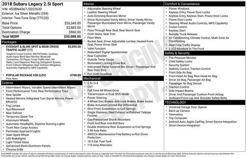 2018 Subaru Legacy Sport