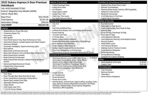 Magnetite Gray Metallic 2022 Subaru Impreza Premium