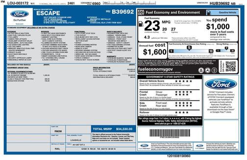 White Platinum Metallic Tri-Coat 2017 Ford Escape Titanium