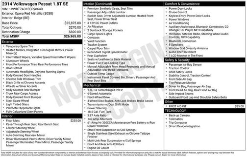 2014 Volkswagen Passat 1.8T Auto SE