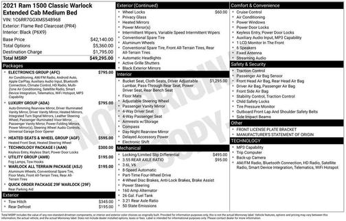 2021 RAM 1500 Classic Warlock Quad Cab 4x4 6'4' Box