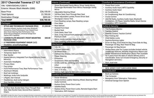 Mosaic Black Metallic 2017 Chevrolet Traverse 1LT