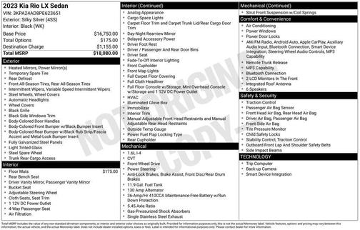 Silky Silver 2023 Kia Rio LX