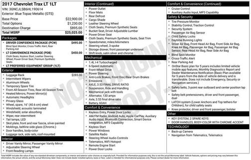 Blue Topaz Metallic 2017 Chevrolet Trax LT