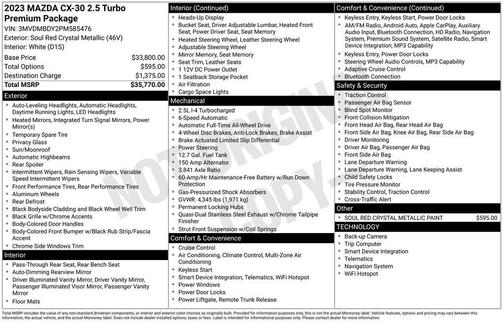Soul Red Crystal Metallic 2023 Mazda CX-30 2.5 Turbo Premium Package
