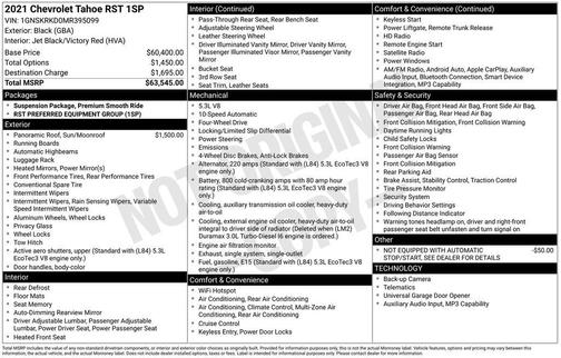 Black 2021 Chevrolet Tahoe 4WD RST