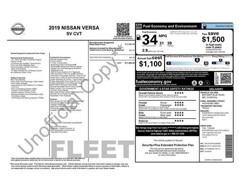 2019 Nissan Versa 1.6 SV