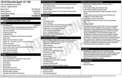 2018 Chevrolet Spark 1LT