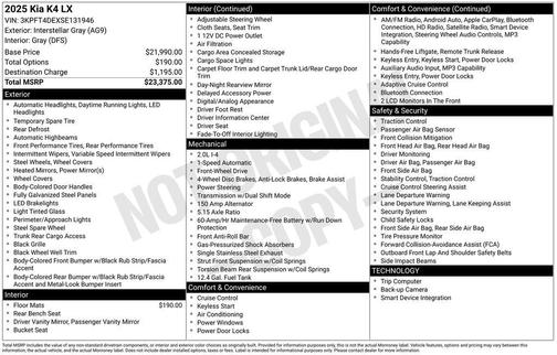 2025 Kia K4 LX