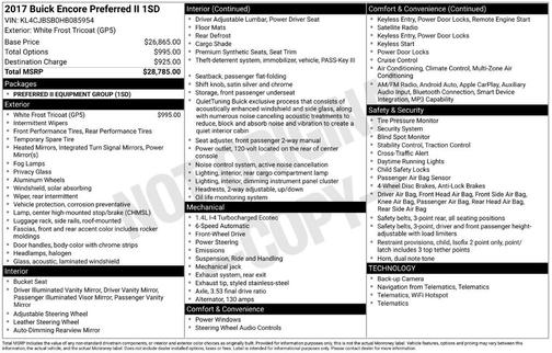 White Frost Tri-Coat 2017 Buick Encore Preferred II