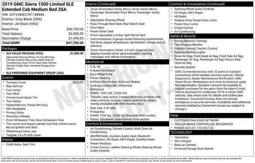 2019 GMC Sierra 1500 Limited SLE