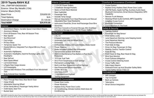 Silver Sky Metallic 2019 Toyota RAV4 XLE