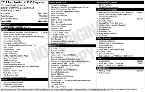 2017 RAM ProMaster 3500 High Roof