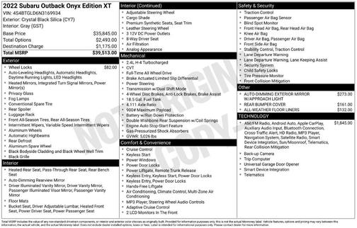 2022 Subaru Outback Onyx Edition XT