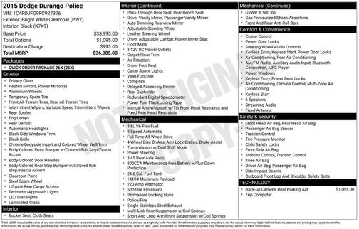 2015 Dodge Durango Special Service