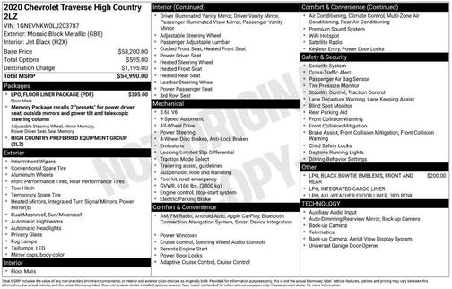 Mosaic Black Metallic 2020 Chevrolet Traverse High Country