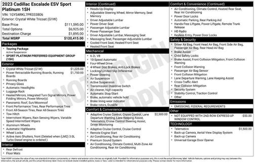 2023 Cadillac Escalade ESV Sport Platinum
