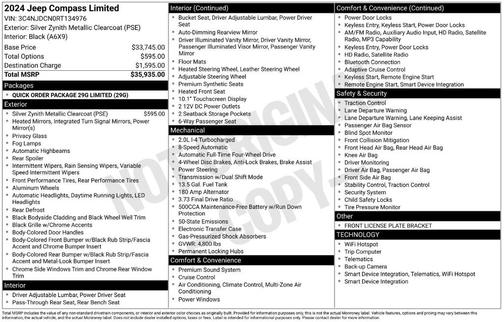 Silver Zynith 2024 Jeep Compass Limited