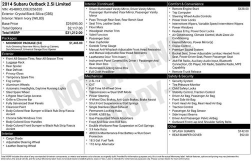 2014 Subaru Outback 2.5i Limited