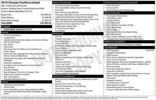 Brilliant Black Crystal Pearlcoat 2018 Chrysler Pacifica Limited