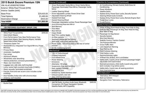 White Pearl Metallic 2015 Buick Encore Premium
