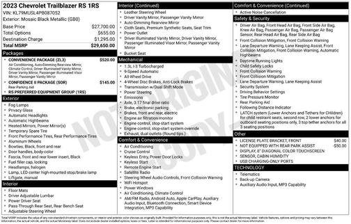 Mosaic Black Metallic 2023 Chevrolet Trailblazer RS