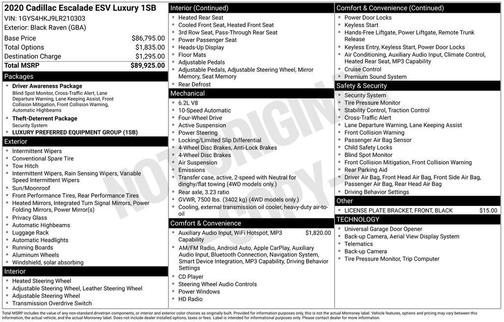 2020 Cadillac Escalade ESV Luxury