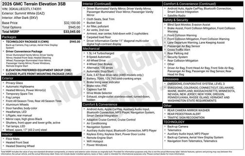2026 GMC Terrain Elevation