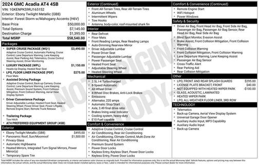 Ebony Twilight Metallic 2024 GMC Acadia AT4