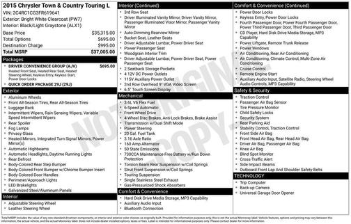 White 2015 Chrysler Town & Country Touring-L