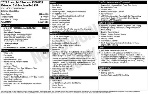 Black 2021 Chevrolet Silverado 1500 RST