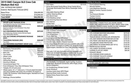 2019 GMC Canyon SLE