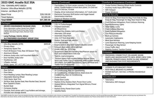 2023 GMC Acadia SLE