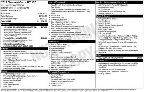 Silver Ice Metallic 2014 Chevrolet Cruze 1LT