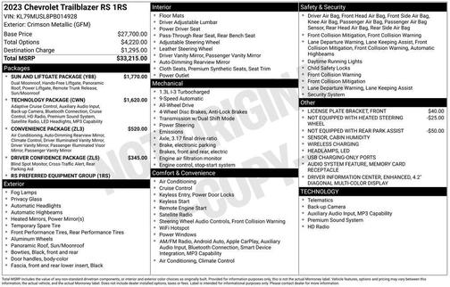 Crimson 2023 Chevrolet Trailblazer RS