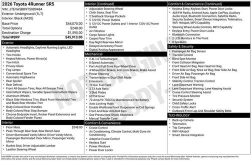 UNDERGROUND 2026 Toyota 4Runner SR5