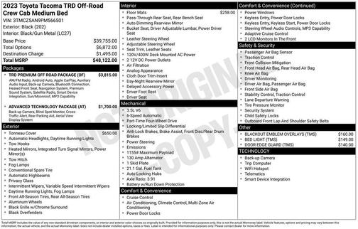 Black 2023 Toyota Tacoma TRD Off Road
