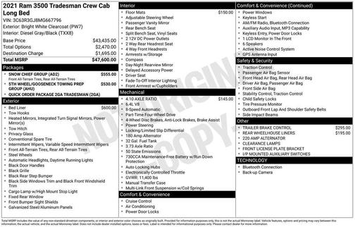Bright White Clearcoat 2021 RAM 3500 Tradesman