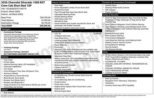 Black 2026 Chevrolet Silverado 1500 RST