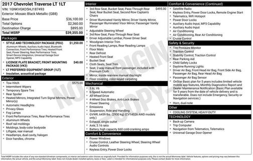 Black Metallic 2017 Chevrolet Traverse 1LT