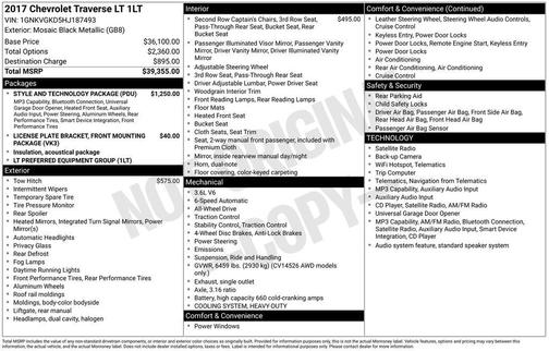 Black Metallic 2017 Chevrolet Traverse 1LT