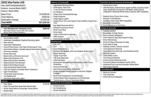 Aurora Black Pearl 2022 Kia Forte LXS