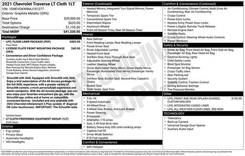 2021 Chevrolet Traverse LT Cloth